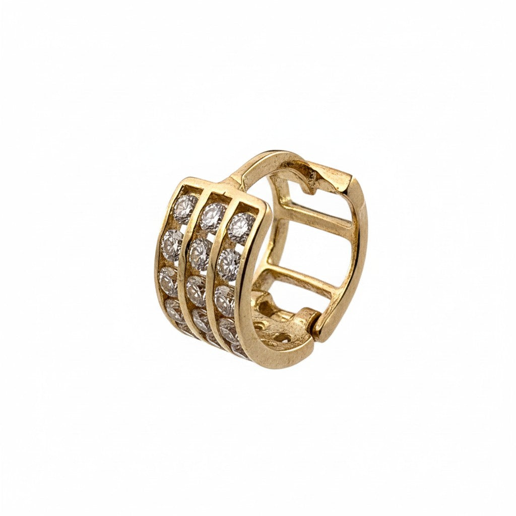 Aretes Huggie de Oro 10K con Zirconias