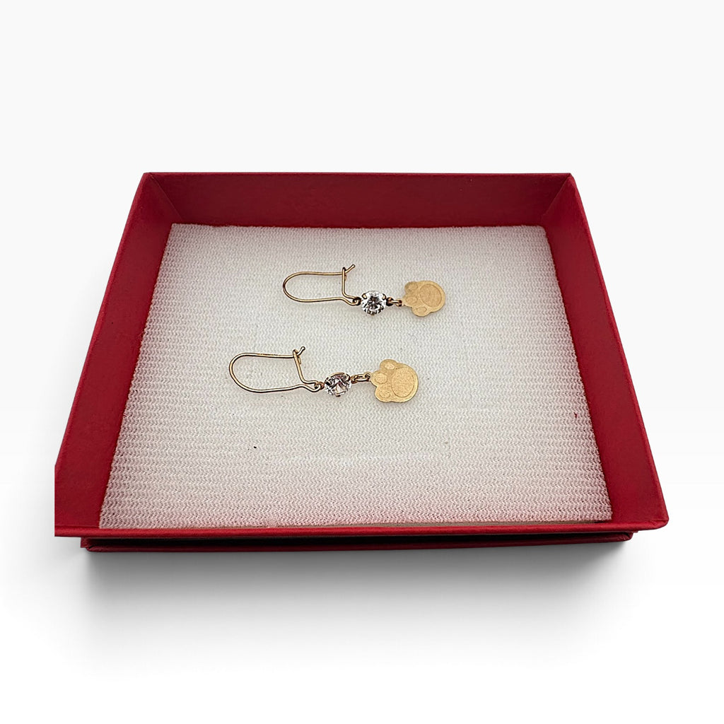 Aretes Largos Huellita — Oro 10K