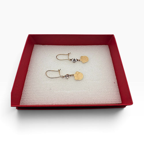 Aretes Largos Huellita — Oro 10K
