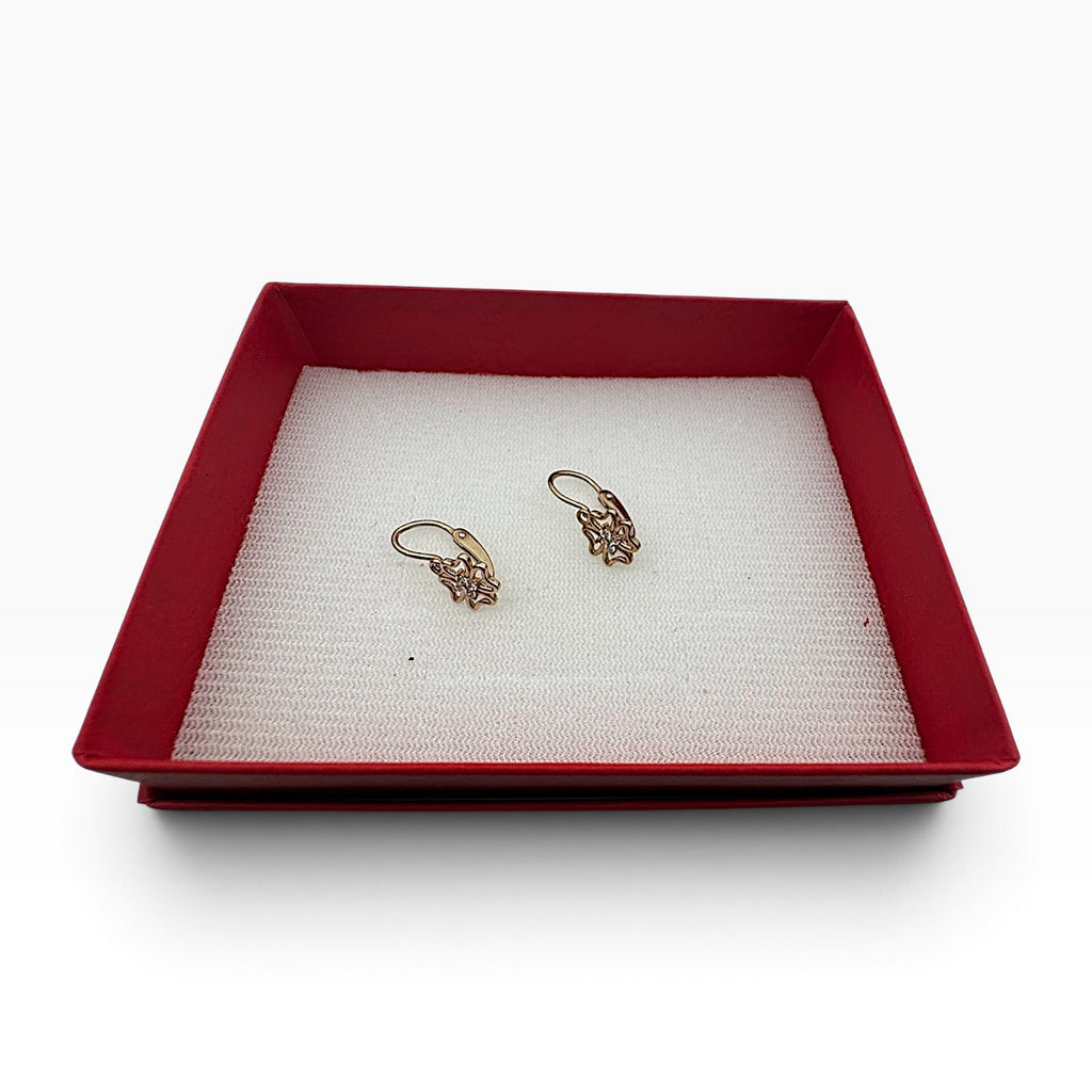 Aretes de Flor con Zirconia — Oro 10K