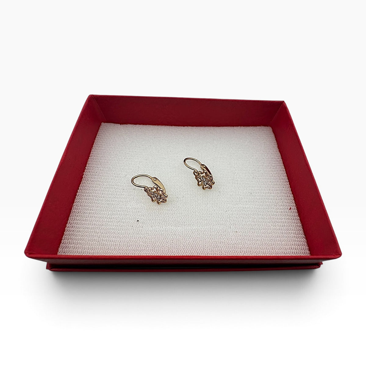 Aretes de Flor con Zirconia — Oro 10K