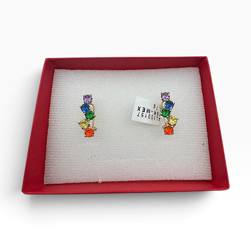 Aretes con Zirconias de Colores — Oro 10K