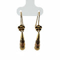 Aretes Largos Pensamiento Tricolor — Oro 10K