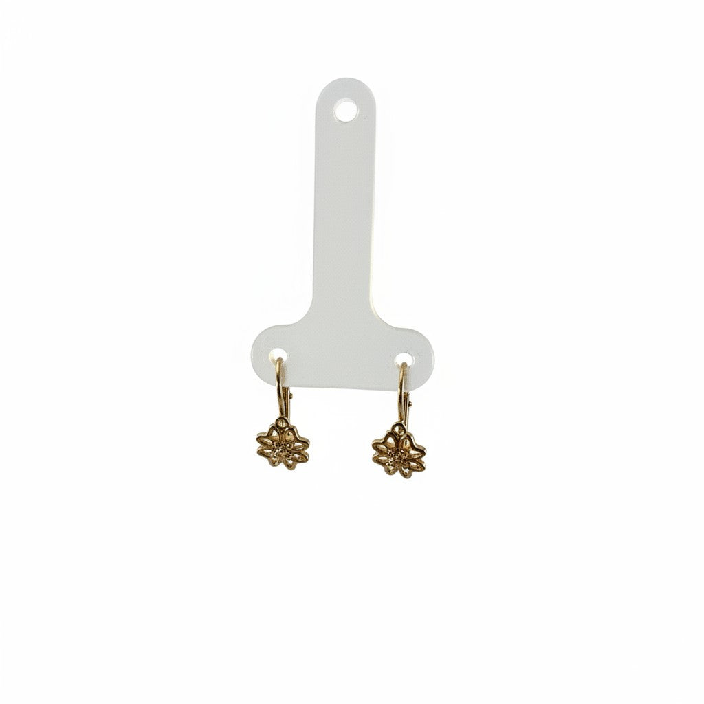 Aretes de Flor con Zirconia — Oro 10K
