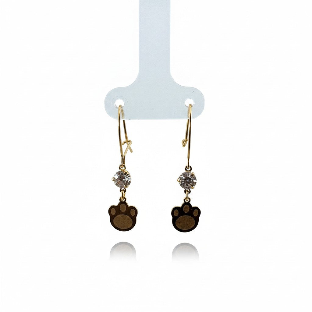 Aretes Largos Huellita — Oro 10K