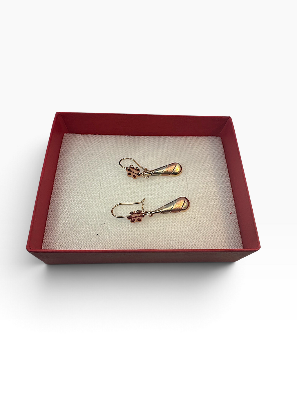 Aretes Largos Pensamiento Tricolor - Oro 10K