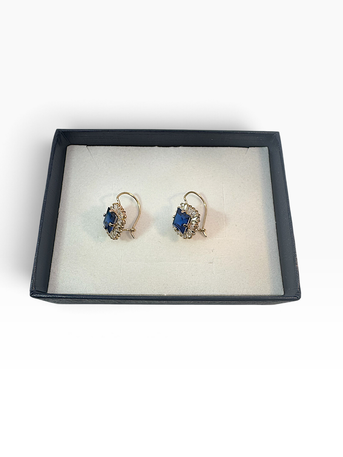 Aretes de Oro 10K con Piedra Azul y Zirconias