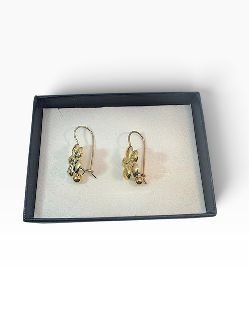 Aretes Pensamiento con Flor - Oro 10K