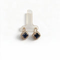 Aretes de Oro 10K con Piedra Azul y Zirconias