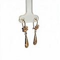 Aretes Largos Pensamiento Tricolor - Oro 10K