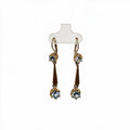 Aretes Largos con Piedras Azules - Oro 10K
