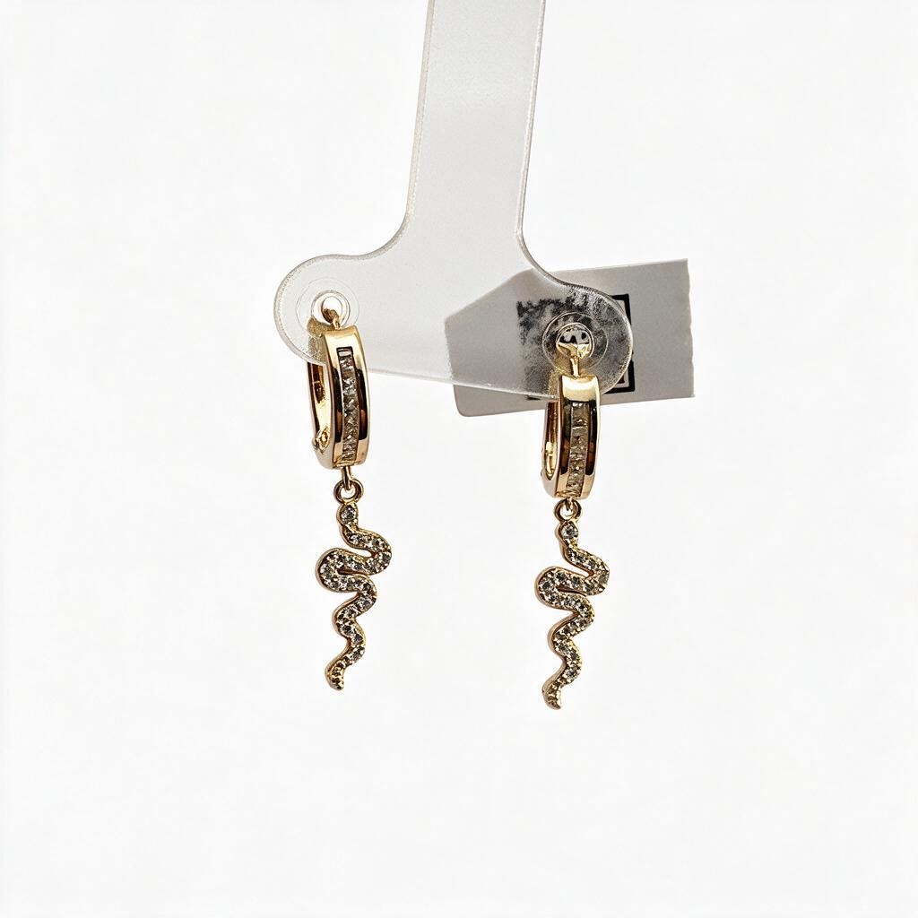 Aretes Huggie con Serpiente - Oro 10K