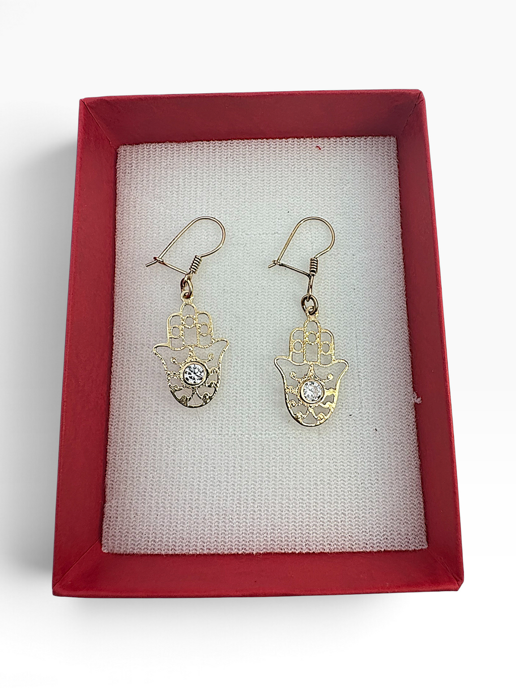 Aretes de Oro 10K con Mano de Fátima
