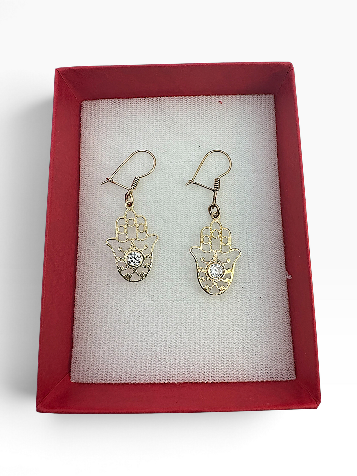 Aretes de Oro 10K con Mano de Fátima