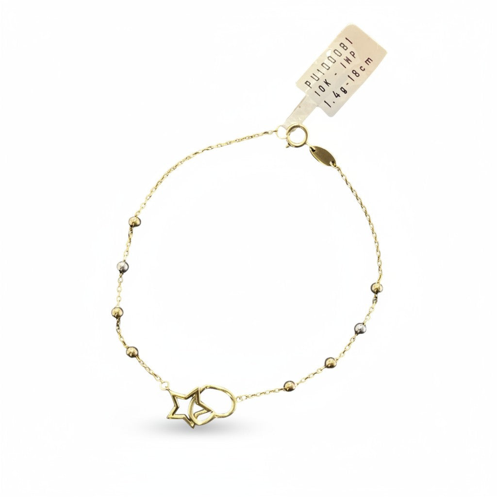 Pulsera Estrella y Corazón de Oro 10K