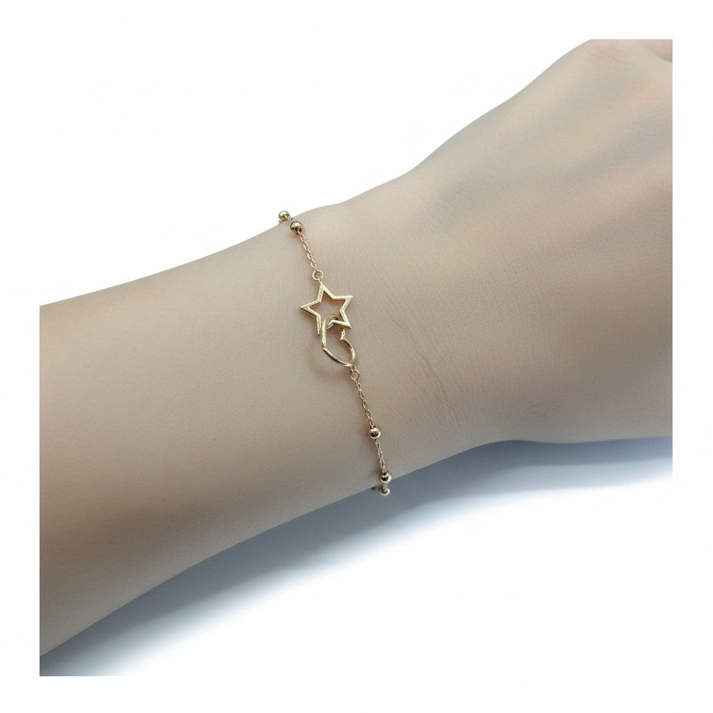 Pulsera Estrella y Corazón de Oro 10K