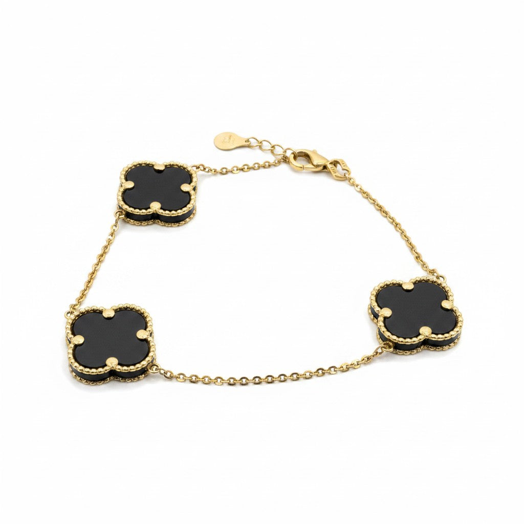 Pulsera Trébol Negro de Oro 10K