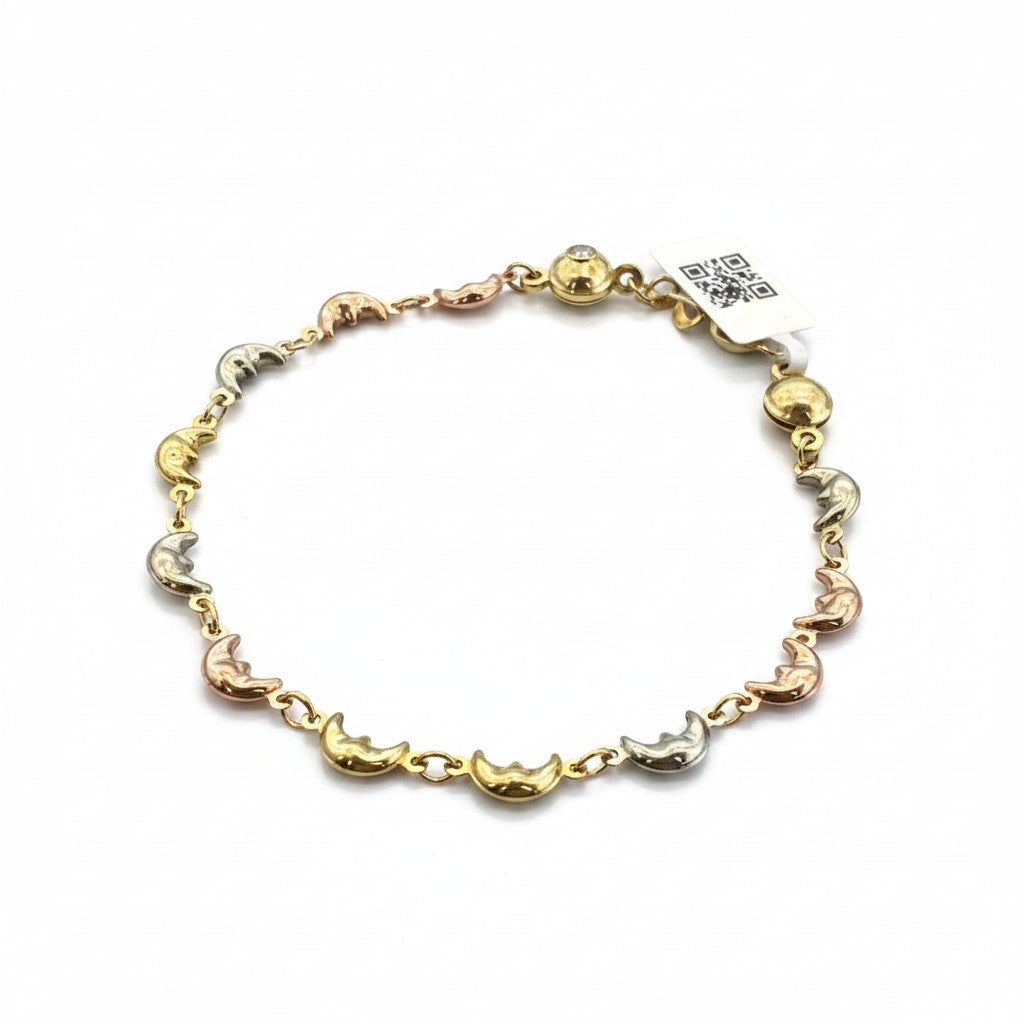 Pulsera Lunas Tricolor de Oro 10K