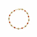 Pulsera con Esferas y Coral Rojo de Oro 10K