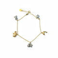 Pulsera Osito, Estrella, Delfín y Pez de Oro 10K