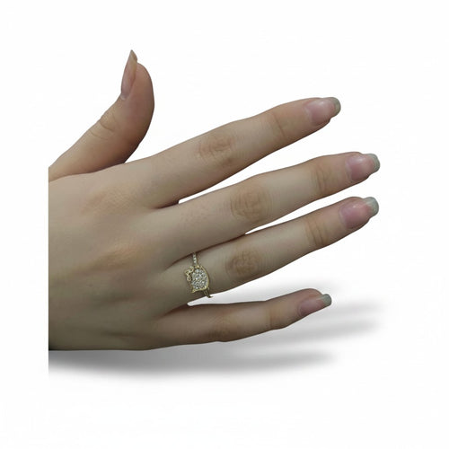 Anillo Gatito con Zirconias Oro 10K