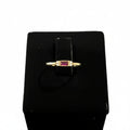 Anillo Solitario con Piedra Roja en Oro 10K