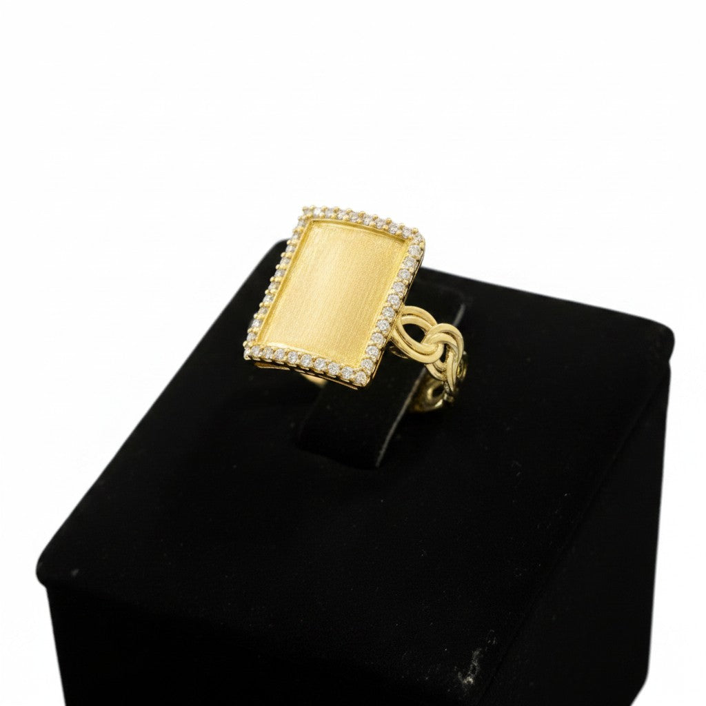Anillo Placa Cuadrada de Oro 10K