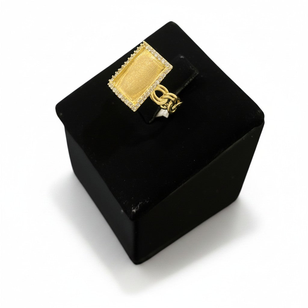 Anillo Placa Cuadrada de Oro 10K