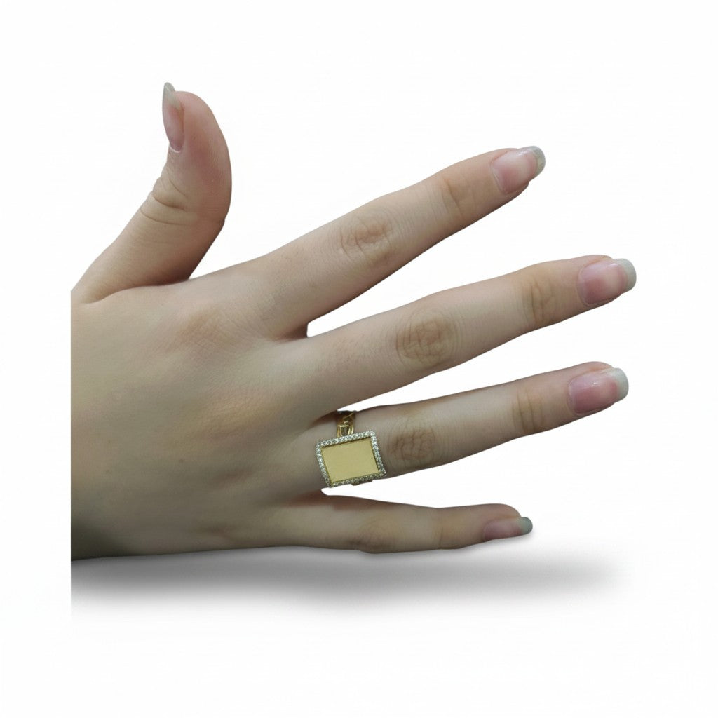 Anillo Placa Cuadrada de Oro 10K