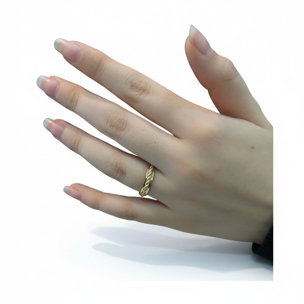 Anillo Diseño Cadena Torzal Oro 10K