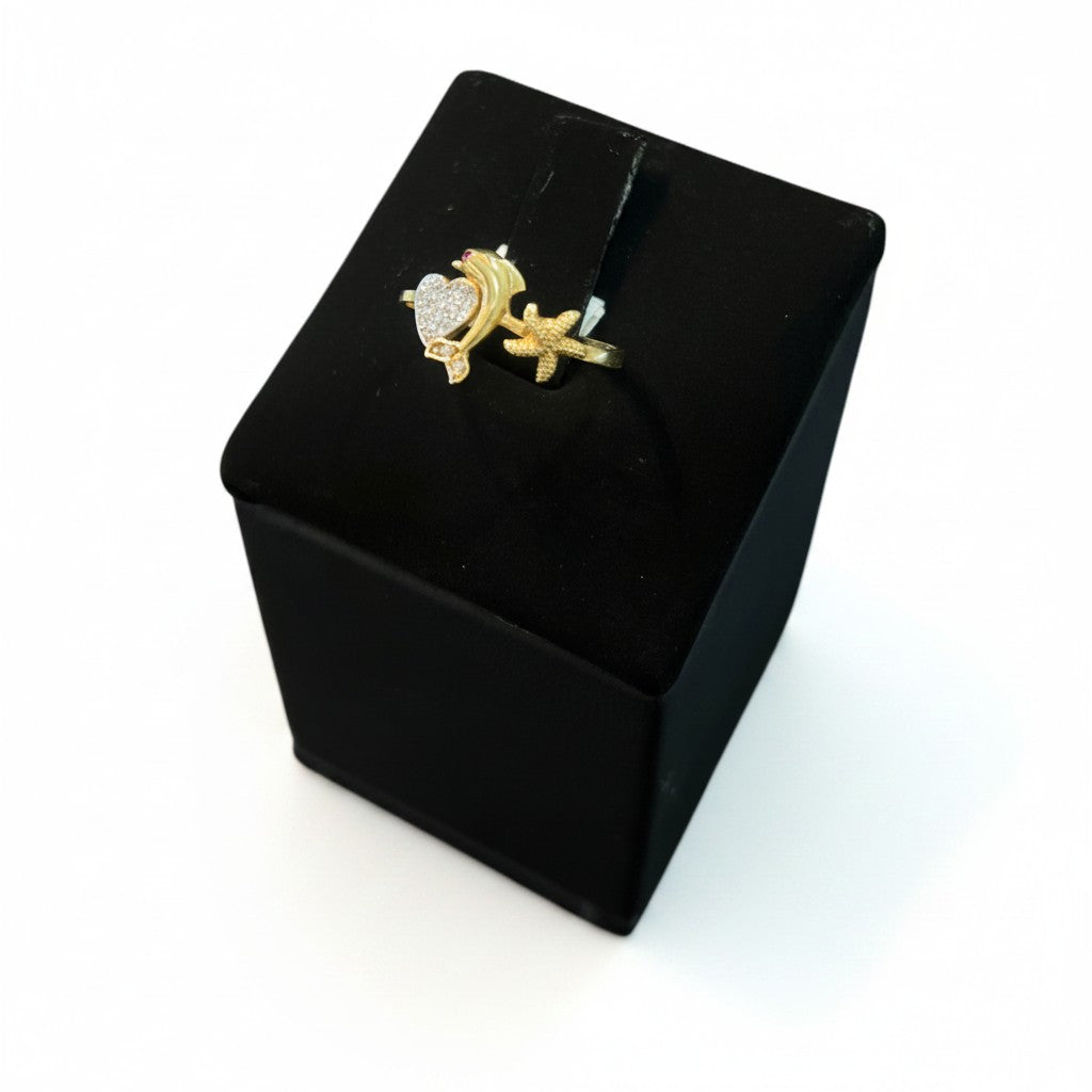 Anillo de Delfín con Zirconias Oro 10K