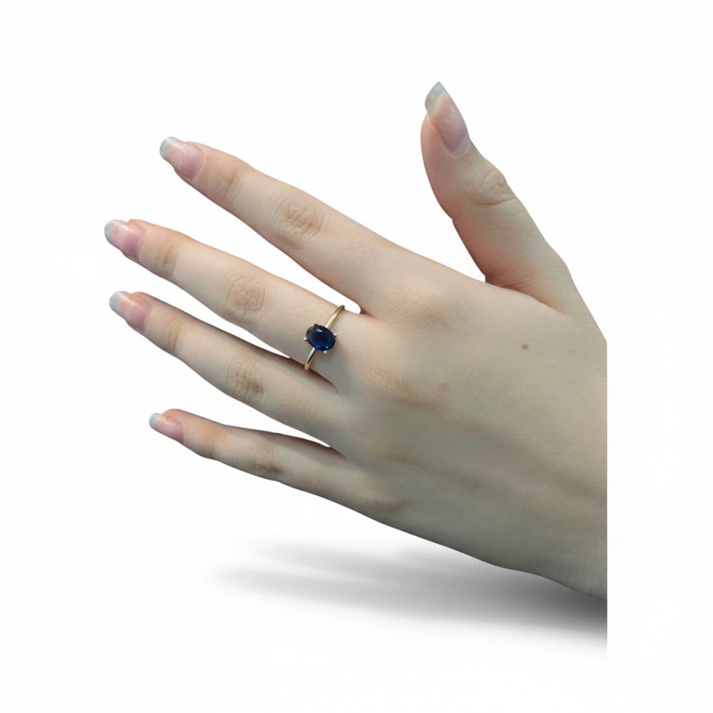 Anillo Solitario Zafiro de Oro 10K
