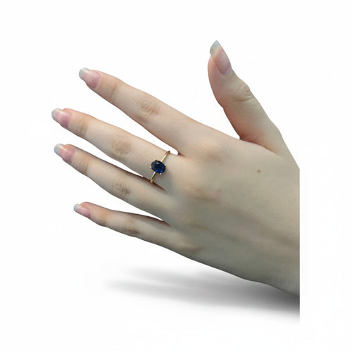 Anillo Solitario Zafiro de Oro 10K