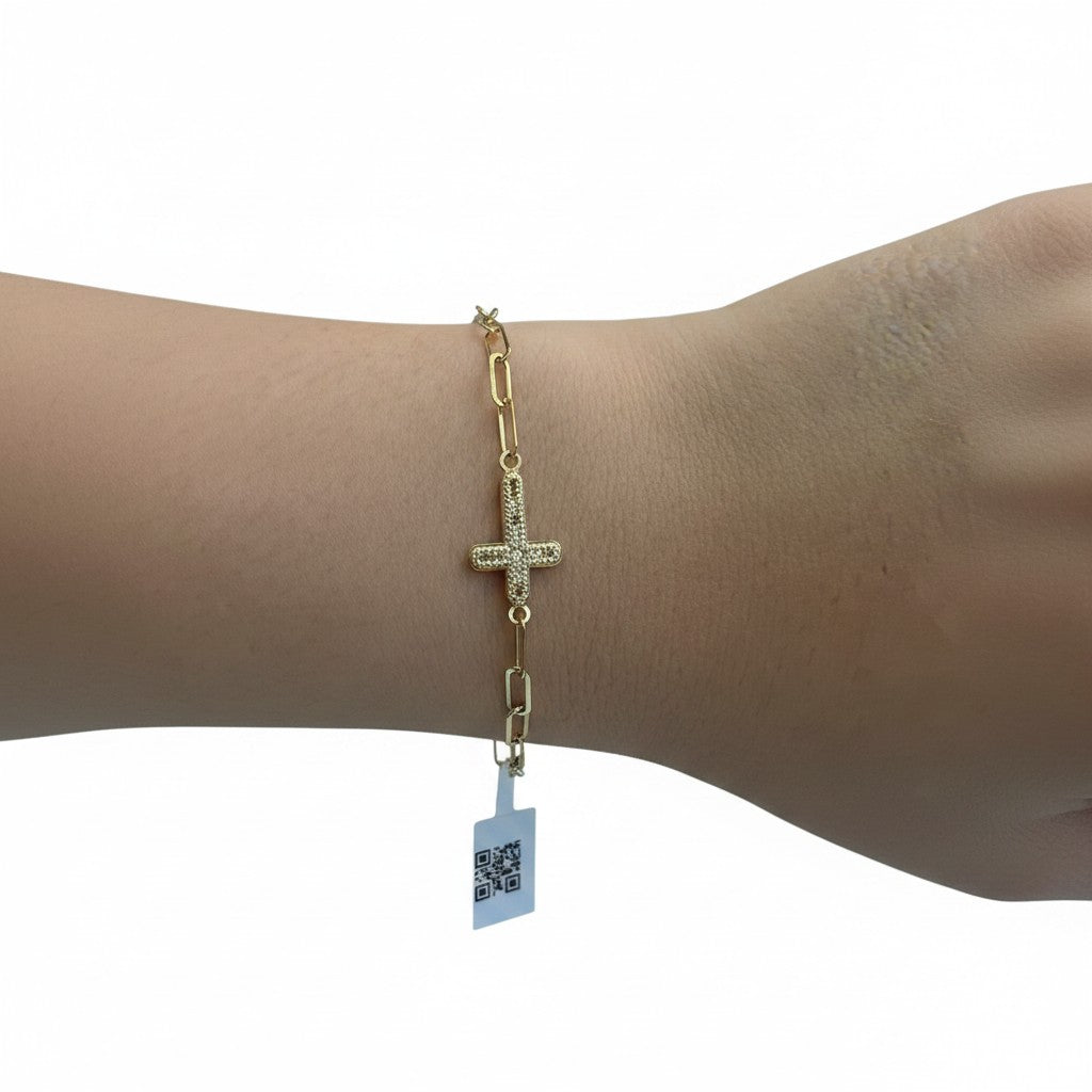 Pulsera Cruz de Oro 10K