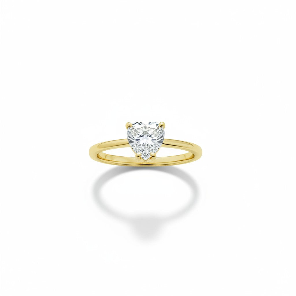Anillo Solitario Corazón con Zirconia de Oro 10K