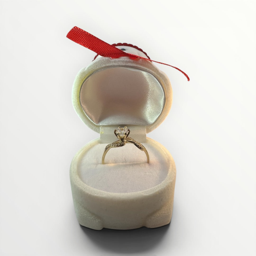 Caja Muñeco de Nieve para Anillo | Estuche Navideño de Gamuza
