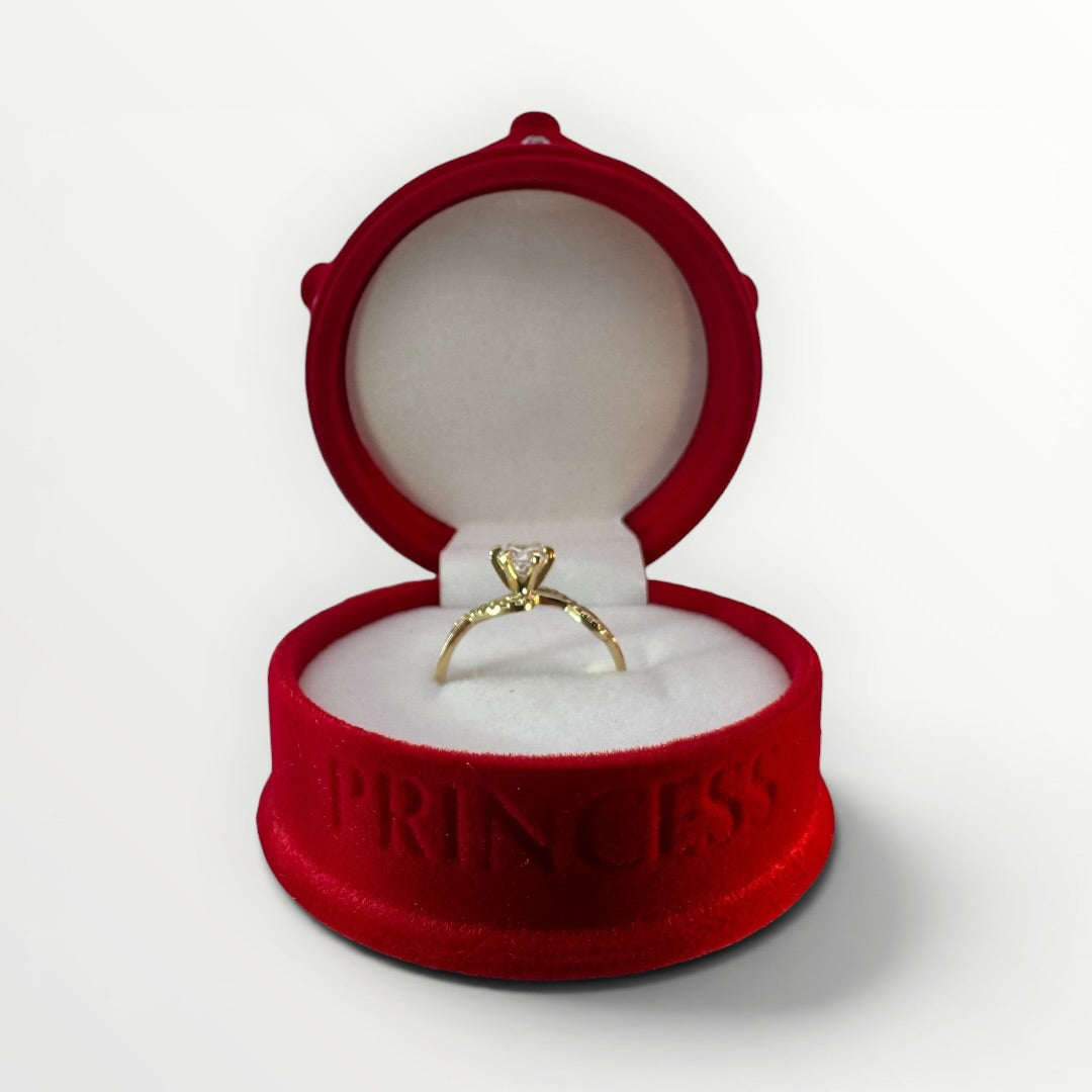 Caja Corona para Anillo | Gamuza Roja y Rosa