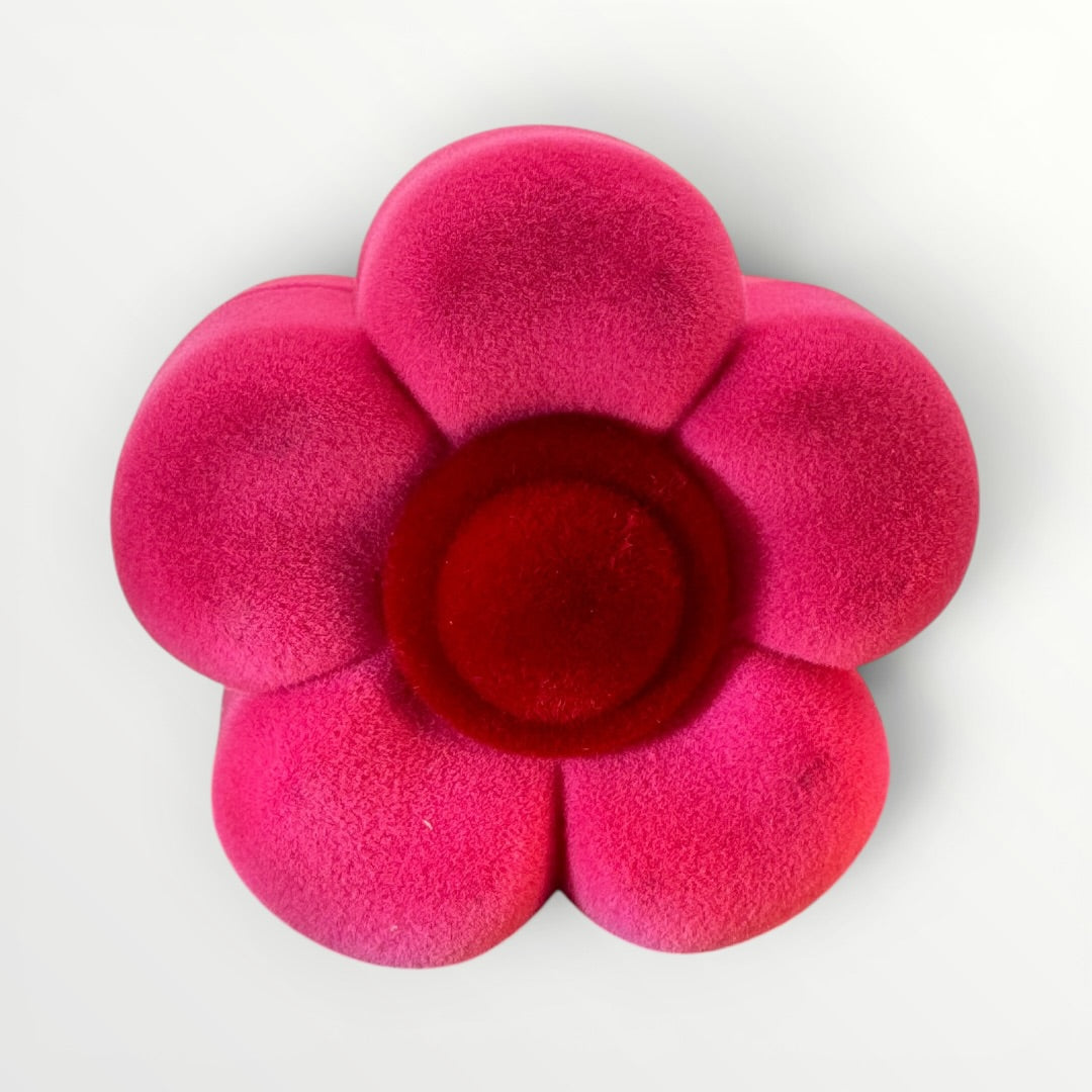 Caja Flor para Anillo | Estuche de Gamuza Rosa