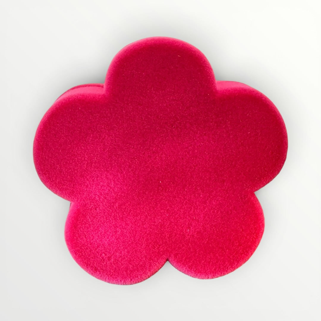 Caja Flor para Anillo | Estuche de Gamuza Rosa