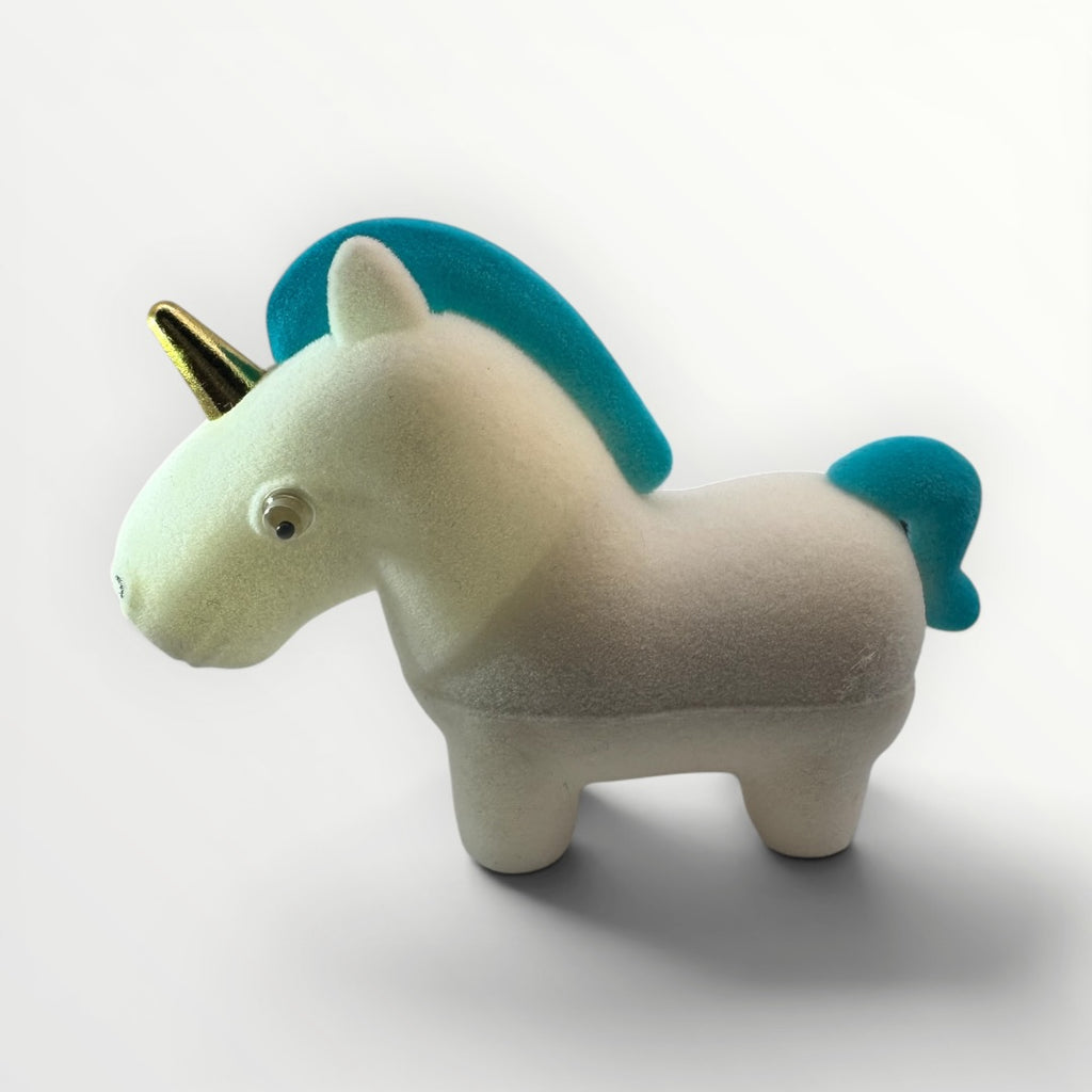 Caja Unicornio para Anillo | Estuche de Gamuza Blanco y Azul