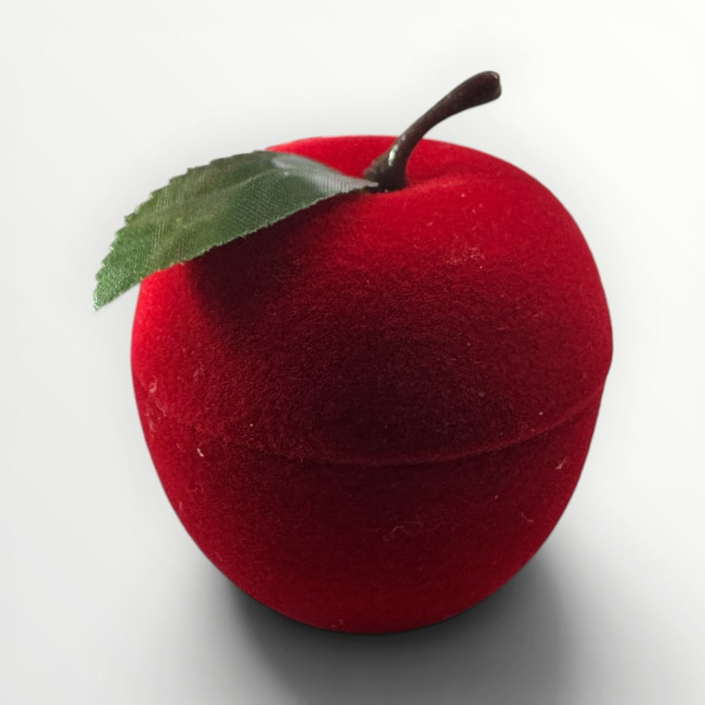 Caja Manzana para Anillo | Estuche de Gamuza Roja