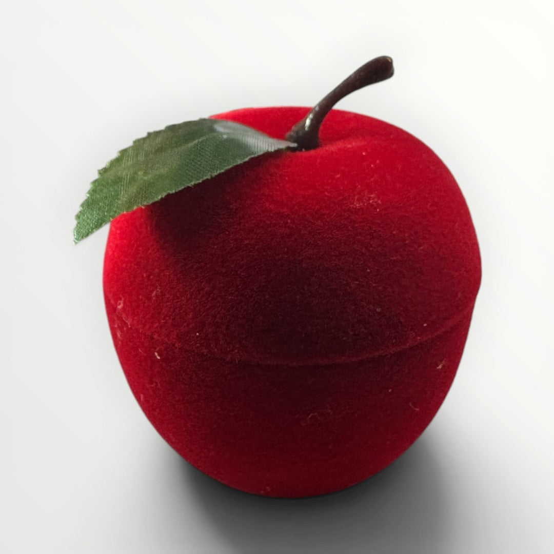 Caja Manzana para Anillo | Estuche de Gamuza Roja