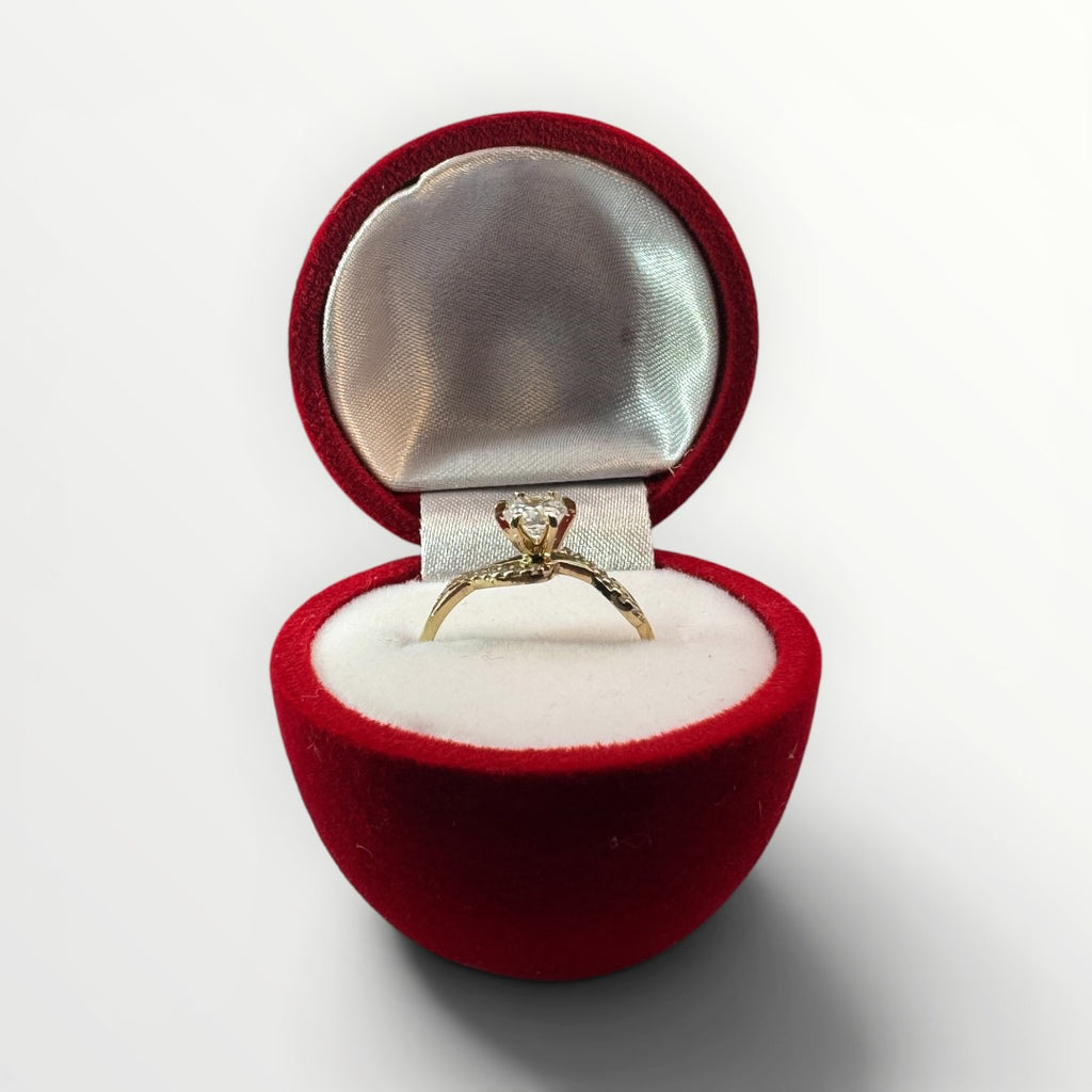 Caja Manzana para Anillo | Estuche de Gamuza Roja