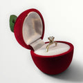 Caja Manzana para Anillo | Estuche de Gamuza Roja