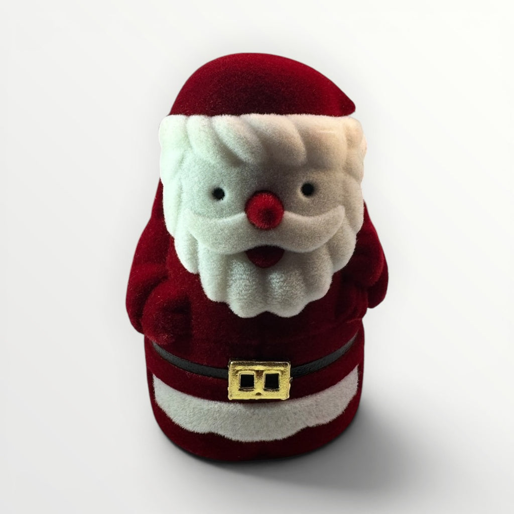Caja Santa Claus para Anillo | Estuche Navideño de Gamuza