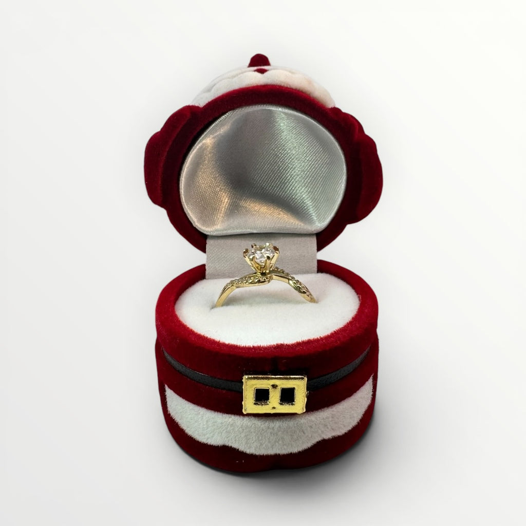 Caja Santa Claus para Anillo | Estuche Navideño de Gamuza