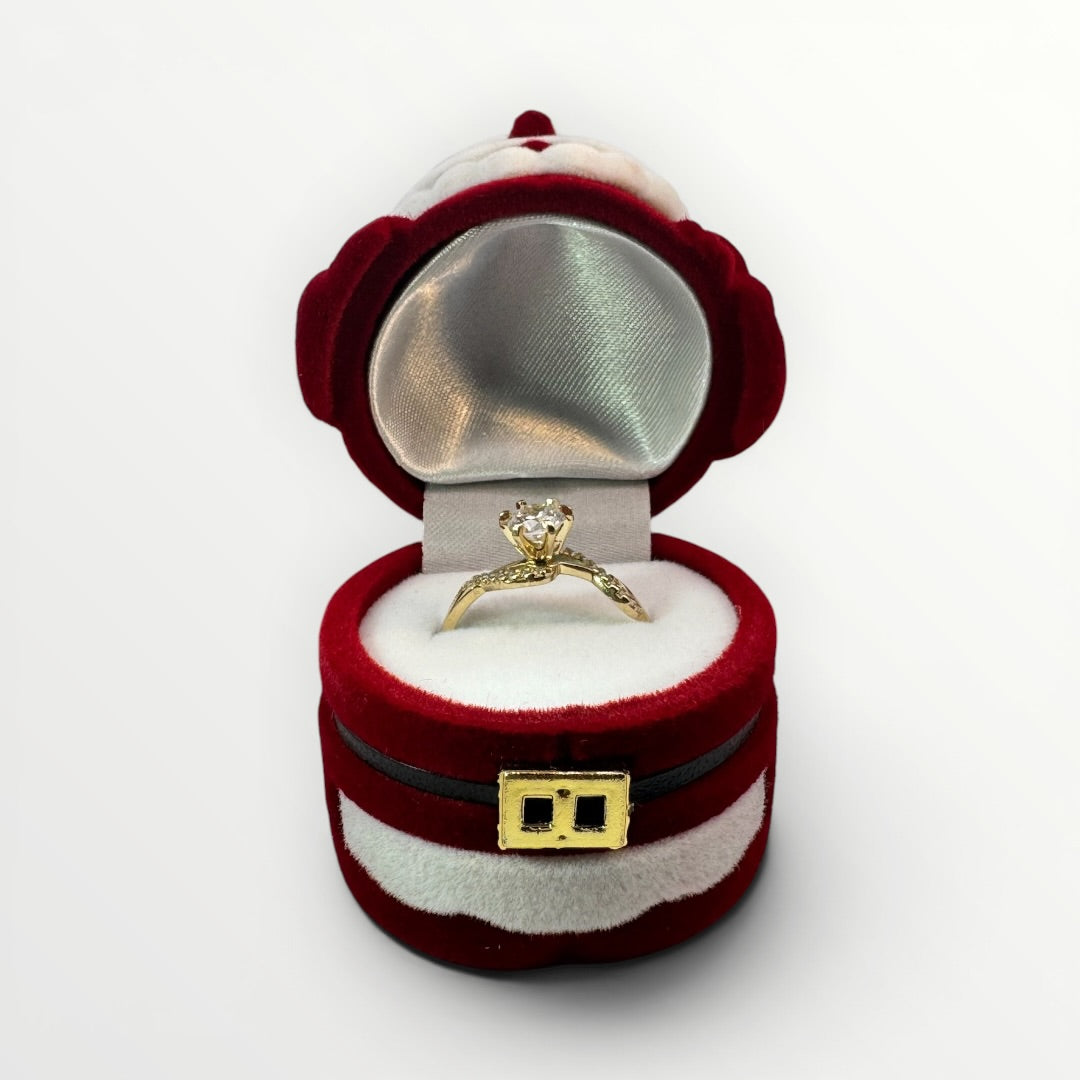 Caja Santa Claus para Anillo | Estuche Navideño de Gamuza