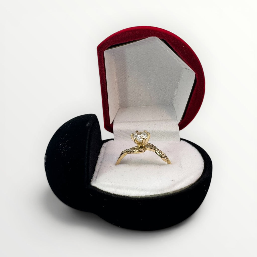 Caja Mariquita para Anillo | Estuche de Gamuza Rojo y Negro