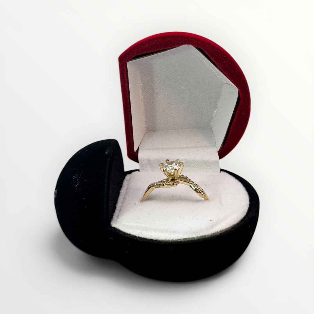 Caja Mariquita para Anillo | Estuche de Gamuza Rojo y Negro