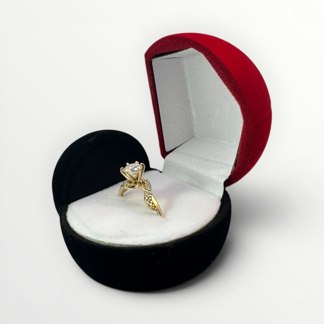 Caja Mariquita para Anillo | Estuche de Gamuza Rojo y Negro